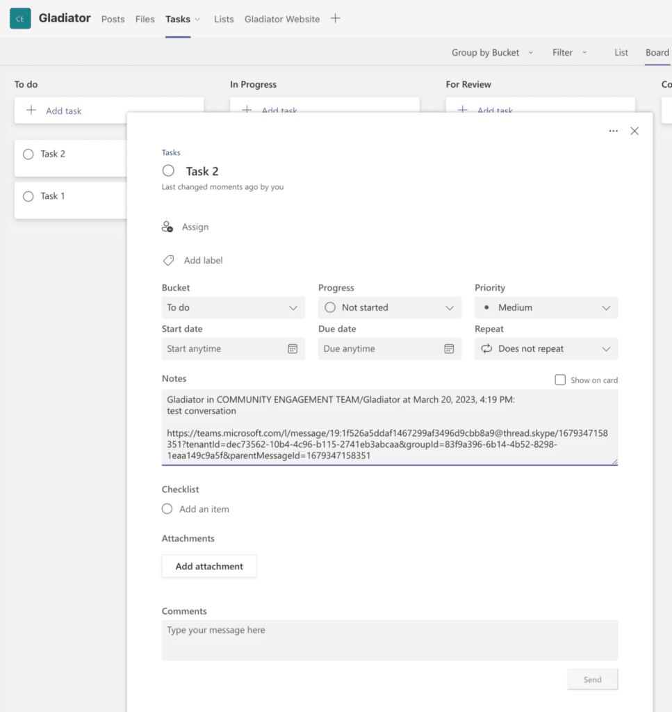 Microsoft Teams - Individual Task View