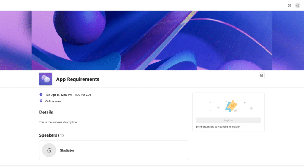 Microsoft Teams - Webinar Registration Page